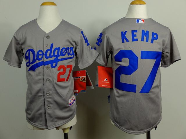 Youth Los Angeles Dodgers 27 Kemp Grey MLB Jerseys